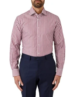 Dom Bagnato Tailored Fit Striped Giorgio Shirt Claret