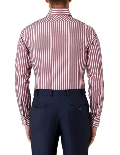Dom Bagnato Tailored Fit Striped Giorgio Shirt Claret -Cambridge Clothing shop 901257580 901244620 3 720x928