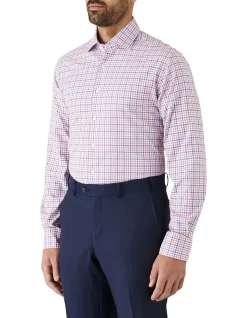 Dom Bagnato Tailored Fit Marcell Check Long Sleeve Shirt Pink -Cambridge Clothing shop 901258210 901253980 2 720x928