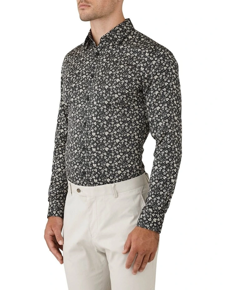 Gibson Slim Stretch Fit Motion Floral Print Long Sleeve Shirt Black/White 4 Gibson Slim Stretch Fit Motion Floral Print Long Sleeve Shirt Black/White - Image 2
