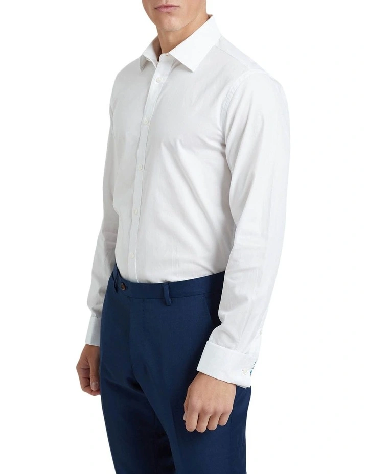 Oxford Beckton French Cuff Self Stripe Shirt In White 4 Oxford Beckton French Cuff Self Stripe Shirt In White - Image 2