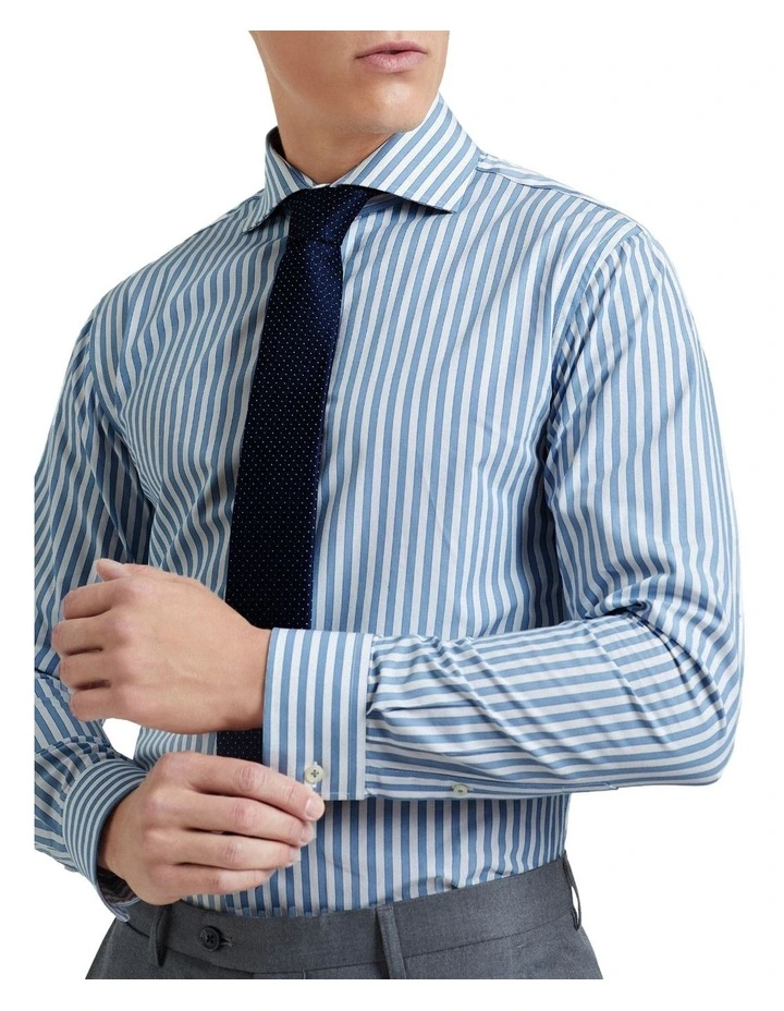 Oxford Trafalgar Striped Shirt In Blue 6 Oxford Trafalgar Striped Shirt In Blue - Image 4