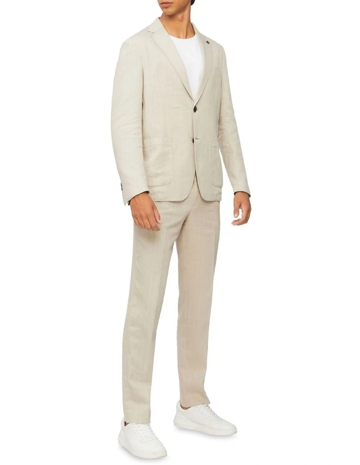Calvin Klein Slim Linen Blend Stretch Pinstripe Suit Jacket In Ecru 4 Calvin Klein Slim Linen Blend Stretch Pinstripe Suit Jacket In Ecru - Image 2