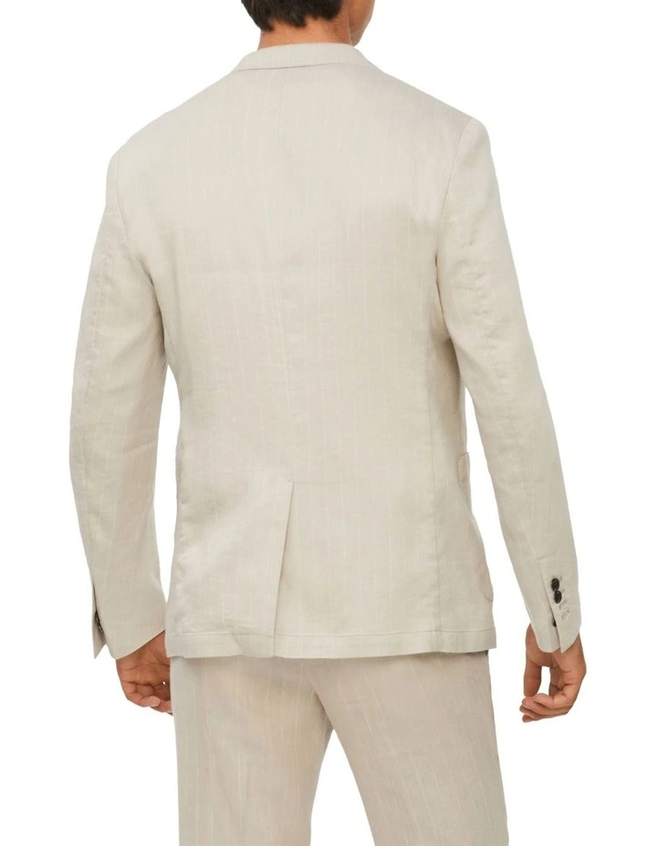 Calvin Klein Slim Linen Blend Stretch Pinstripe Suit Jacket In Ecru 5 Calvin Klein Slim Linen Blend Stretch Pinstripe Suit Jacket In Ecru - Image 3