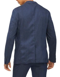 Calvin Klein Slim Linen Blend Stretch Stripe Suit Jacket In Navy -Cambridge Clothing shop 926626240 3 720x928