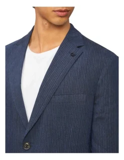 Calvin Klein Slim Linen Blend Stretch Stripe Suit Jacket In Navy -Cambridge Clothing shop 926626240 4 720x928