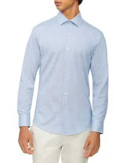 Calvin Klein Slim Long Sleeve Knitted Shirt In Sky