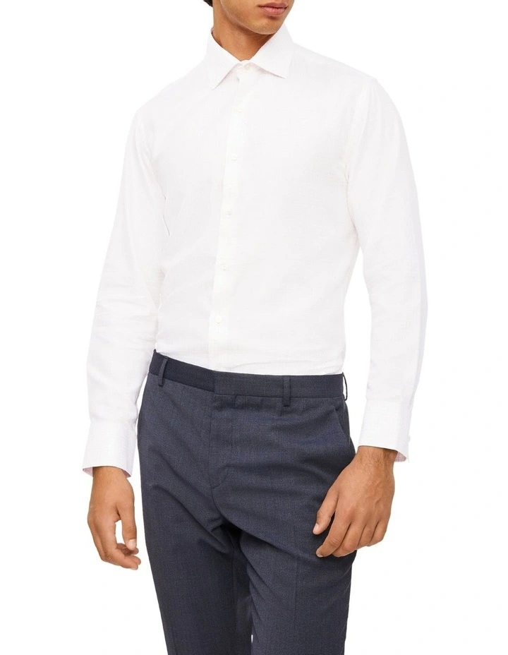 Calvin Klein Slim Long Sleeve Twill Check Shirt In White 3 Calvin Klein Slim Long Sleeve Twill Check Shirt In White