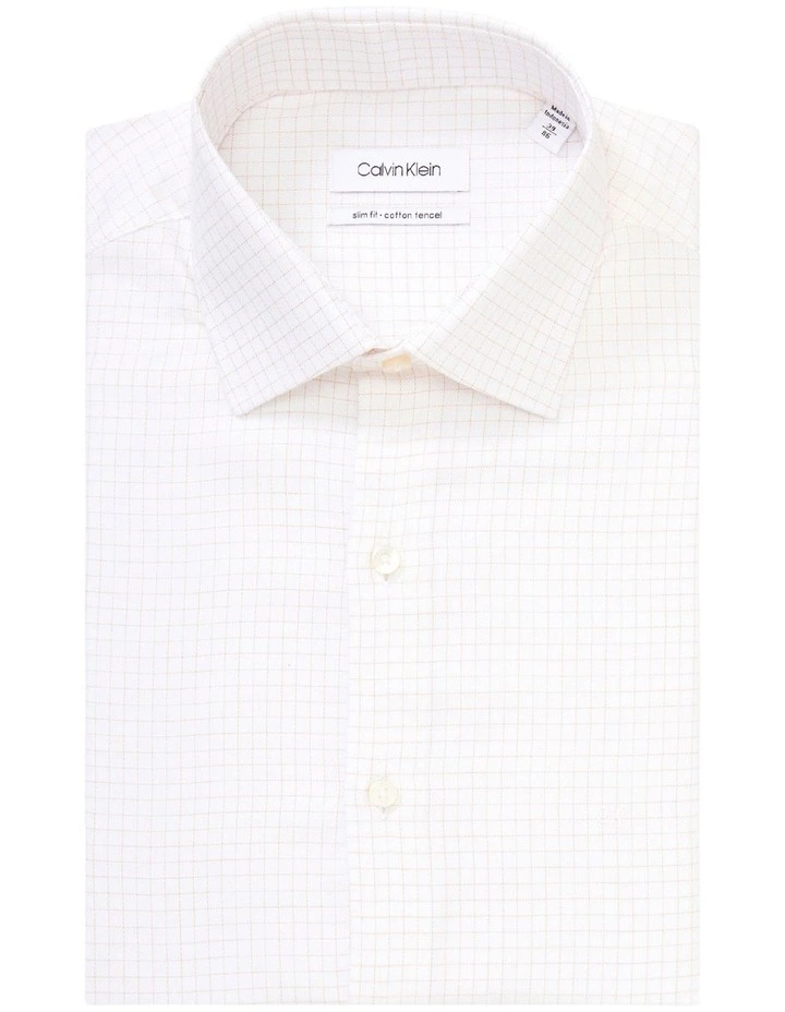 Calvin Klein Slim Long Sleeve Twill Check Shirt In White 7 Calvin Klein Slim Long Sleeve Twill Check Shirt In White - Image 5