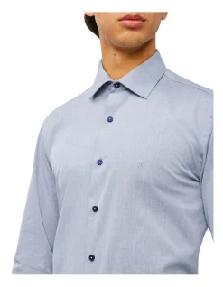 Calvin Klein Slim Long Sleeve Pinpoint Shirt In Blue Grey 10 Calvin Klein Slim Long Sleeve Pinpoint Shirt In Blue Grey -Cambridge Clothing shop 927759340 4 720x928