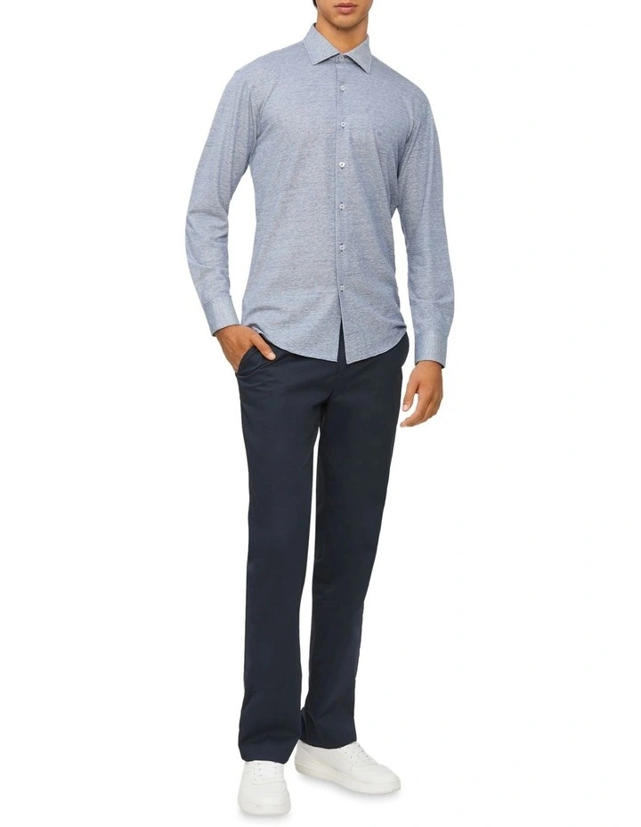 Calvin Klein Slim Long Sleeve Knitted Shirt In Navy 4 Calvin Klein Slim Long Sleeve Knitted Shirt In Navy - Image 2