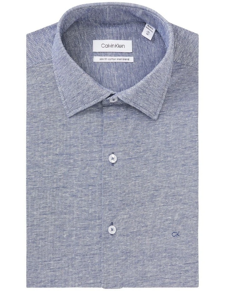 Calvin Klein Slim Long Sleeve Knitted Shirt In Navy 7 Calvin Klein Slim Long Sleeve Knitted Shirt In Navy - Image 5