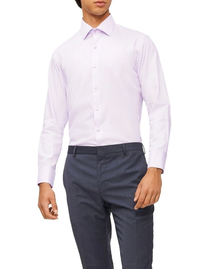 Calvin Klein Slim Long Sleeve Dobby Shirt In Purple 3 Calvin Klein Slim Long Sleeve Dobby Shirt In Purple
