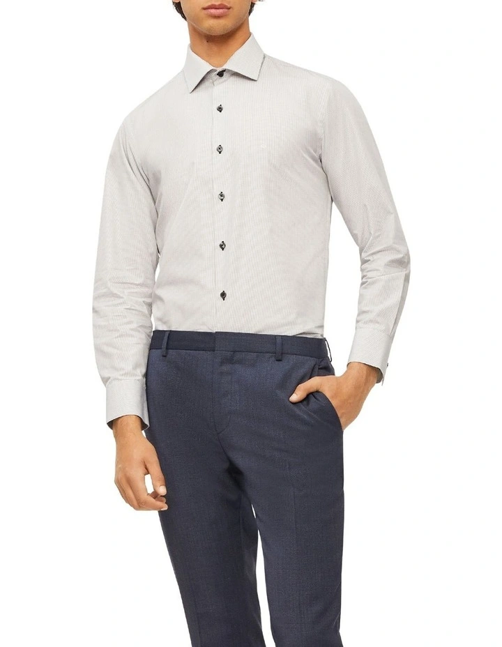 Calvin Klein Slim Long Sleeve Mini Check Shirt Black/White 3 Calvin Klein Slim Long Sleeve Mini Check Shirt Black/White