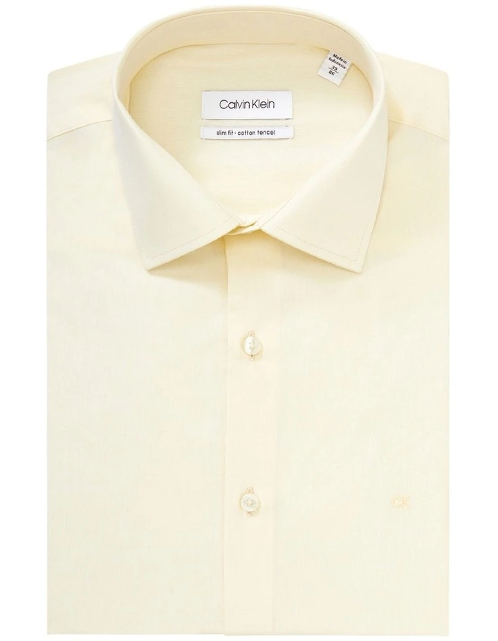 Calvin Klein Slim Long Sleeve Pinpoint Shirt In Yellow 7 Calvin Klein Slim Long Sleeve Pinpoint Shirt In Yellow - Image 5
