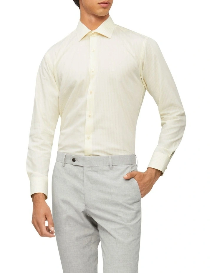 Calvin Klein Slim Long Sleeve Marle Check Shirt In Ecru 3 Calvin Klein Slim Long Sleeve Marle Check Shirt In Ecru