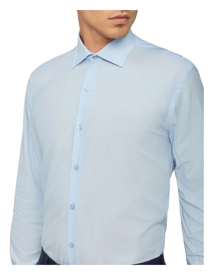 Calvin Klein Slim Long Sleeve Pinpoint Shirt In Blue 6 Calvin Klein Slim Long Sleeve Pinpoint Shirt In Blue - Image 4