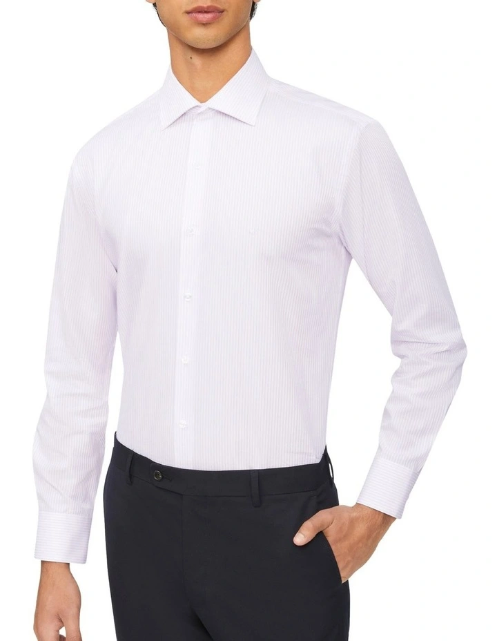 Calvin Klein Slim Long Sleeve Dobby Stripe Shirt In Purple 3 Calvin Klein Slim Long Sleeve Dobby Stripe Shirt In Purple