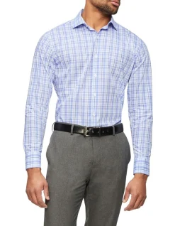 Van Heusen Black Label Slim Long Sleeve 2 Colour Check Shirt In Blue