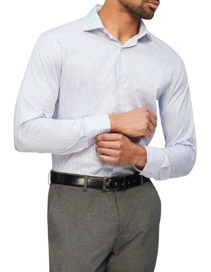 Van Heusen Black Label Slim Long Sleeve Dobby Stripe Shirt In Blue 3 Van Heusen Black Label Slim Long Sleeve Dobby Stripe Shirt In Blue