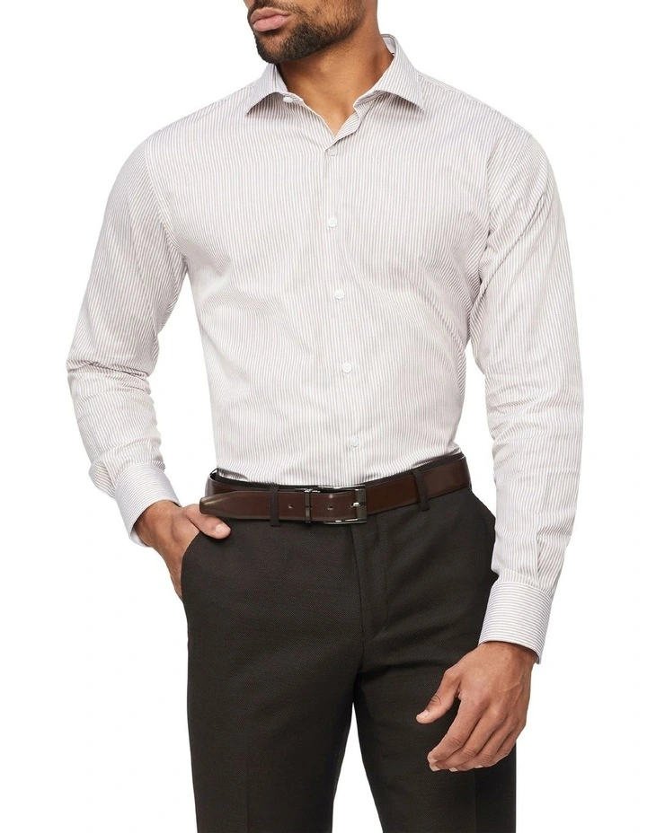 Van Heusen Black Label Tailored Long Sleeve Stripe Shirt In Brown 3 Van Heusen Black Label Tailored Long Sleeve Stripe Shirt In Brown