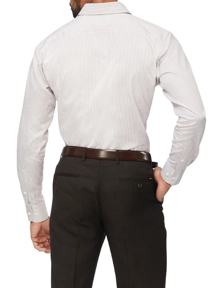 Van Heusen Black Label Tailored Long Sleeve Stripe Shirt In Brown 4 Van Heusen Black Label Tailored Long Sleeve Stripe Shirt In Brown - Image 2