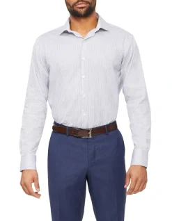 Van Heusen Black Label Tailored Long Sleeve Stripe Shirt In Blue