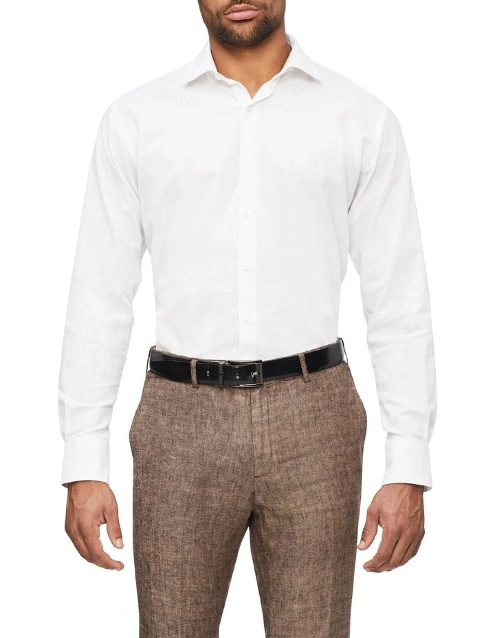 Van Heusen Black Label Tailored Plain Linen Shirt In White 3 Van Heusen Black Label Tailored Plain Linen Shirt In White