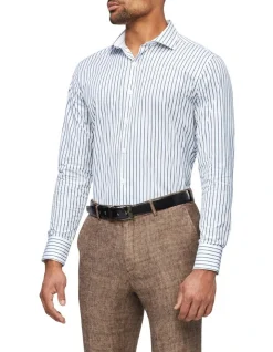 Van Heusen Black Label Slim Long Sleeve Candy Stripe Shirt In Indigo Blue