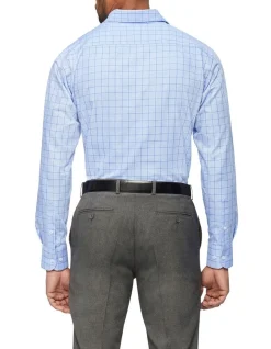 Van Heusen Black Label Tailored Long Sleeve 2 Colour Houndstooth Check Shirt In Blue -Cambridge Clothing shop 929030590 2 720x928