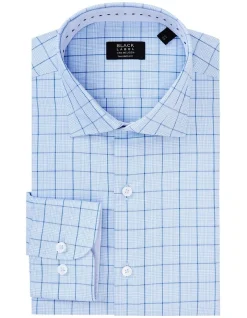 Van Heusen Black Label Tailored Long Sleeve 2 Colour Houndstooth Check Shirt In Blue -Cambridge Clothing shop 929030590 3 720x928