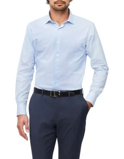 Van Heusen Black Label Tailored Long Sleeve Dobby Linen Shirt In Sky