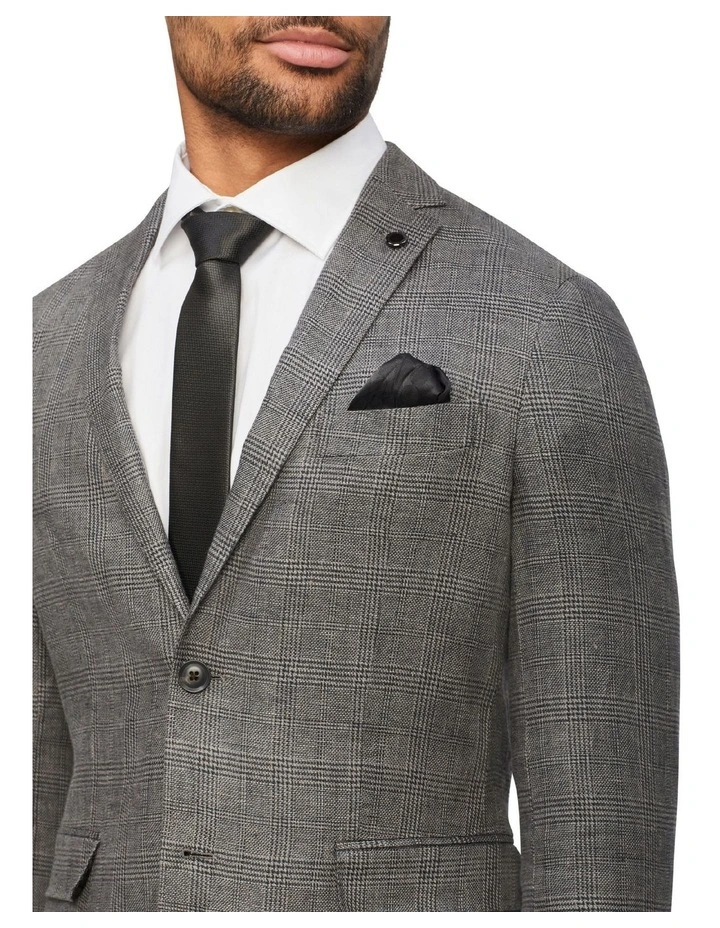 Van Heusen Black Label Slim Prince Of Wales Check Linen Suit Jacket In Charcoal 5 Van Heusen Black Label Slim Prince Of Wales Check Linen Suit Jacket In Charcoal - Image 3