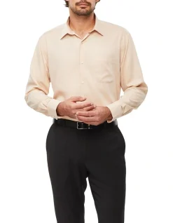 Van Heusen Classic Long Sleeve Dobby Shirt In Ecru