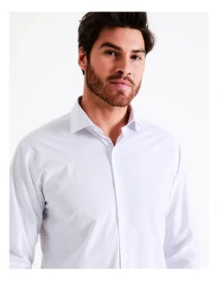 Van Heusen Tailored Long Sleeve Check Shirt In Light Grey