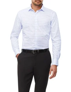 Van Heusen Tailored Long Sleeve 2 Colour Mid Check Shirt In Purple