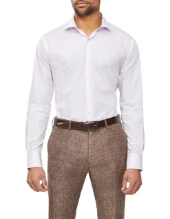 Van Heusen Tailored Long Sleeve 2 Colour Check Shirt In Purple