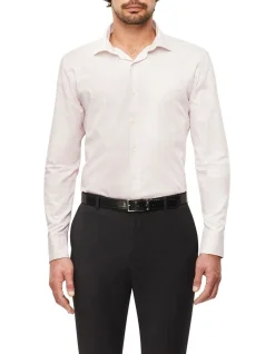 Van Heusen Slim Long Sleeve Herringbone Shirt In Tan