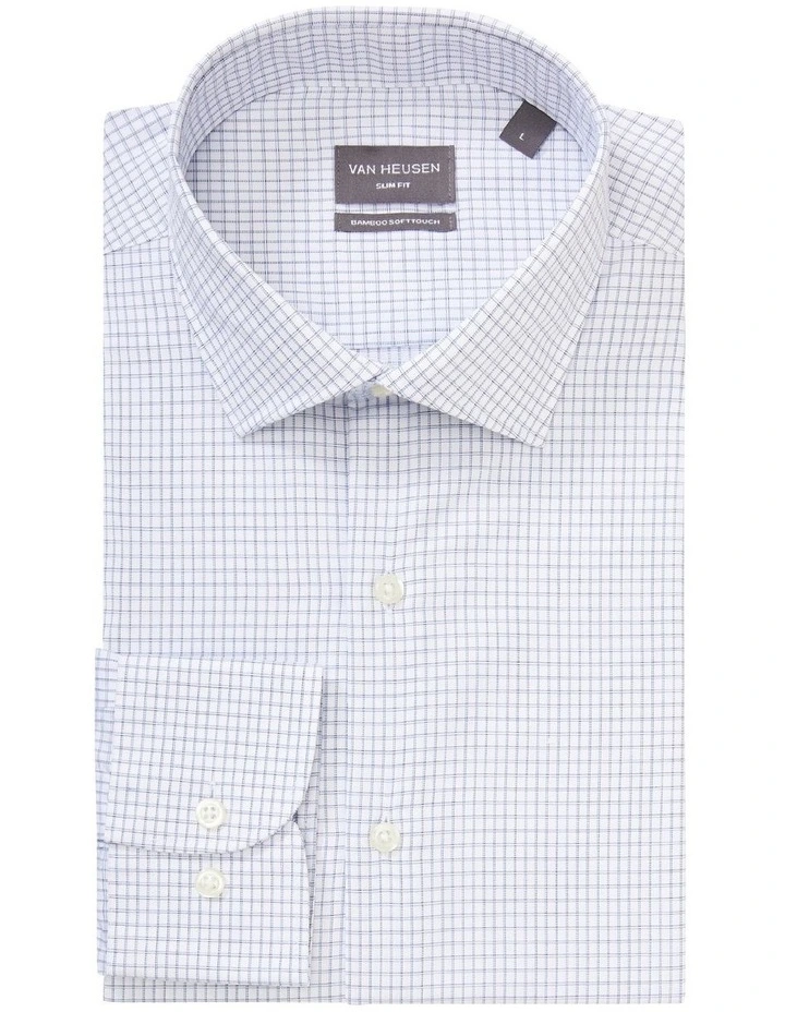 Van Heusen Slim Long Sleeve 2 Colour Check Shirt In Blue 6 Van Heusen Slim Long Sleeve 2 Colour Check Shirt In Blue - Image 4