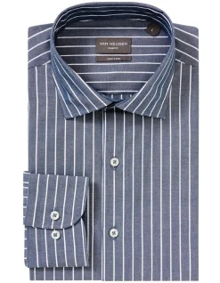 Van Heusen Slim Long Sleeve Stripe Shirt In Denim Blue -Cambridge Clothing shop 929787220 3 720x928