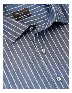 Van Heusen Slim Long Sleeve Stripe Shirt In Denim Blue -Cambridge Clothing shop 929787220 4 720x928