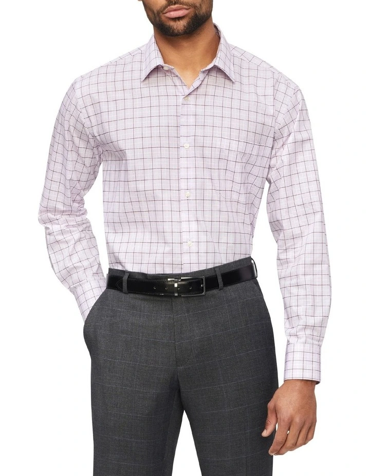 Van Heusen Classic Long Sleeve 3 Colour Dobby Check Shirt In Red 3 Van Heusen Classic Long Sleeve 3 Colour Dobby Check Shirt In Red