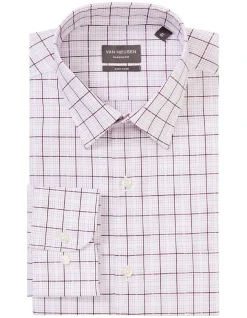 Van Heusen Classic Long Sleeve 3 Colour Dobby Check Shirt In Red 9 Van Heusen Classic Long Sleeve 3 Colour Dobby Check Shirt In Red -Cambridge Clothing shop 929787490 4 720x928