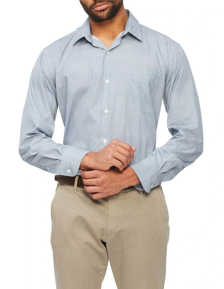 Van Heusen Classic Long Sleeve Circle Print Shirt In Blue 3 Van Heusen Classic Long Sleeve Circle Print Shirt In Blue