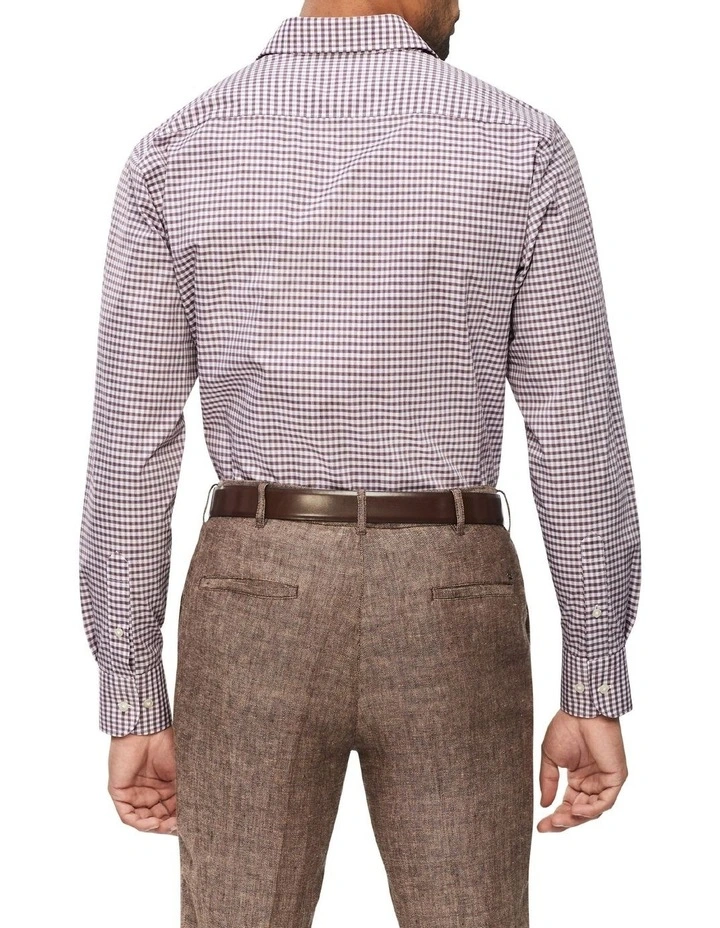 Van Heusen Tailored Long Sleeve Small Check Shirt In Burgundy 4 Van Heusen Tailored Long Sleeve Small Check Shirt In Burgundy - Image 2