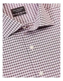 Van Heusen Tailored Long Sleeve Small Check Shirt In Burgundy 9 Van Heusen Tailored Long Sleeve Small Check Shirt In Burgundy -Cambridge Clothing shop 929788030 4 720x928