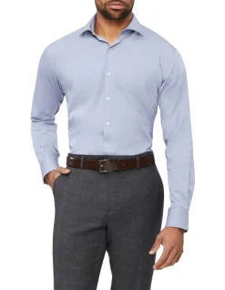 Van Heusen Tailored Long Sleeve Plain Twill Shirt In Blue