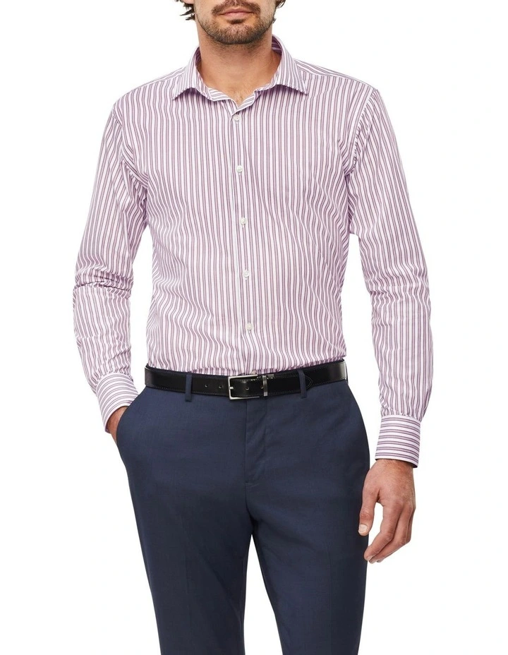 Van Heusen Tailored Long Sleeve Stripe Shirt In Red 3 Van Heusen Tailored Long Sleeve Stripe Shirt In Red