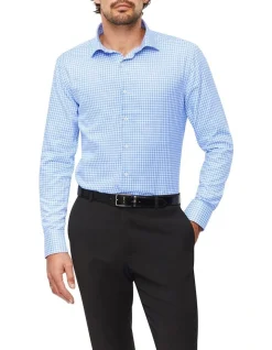 Van Heusen Slim Long Sleeve Jacquard Check Shirt In Blue