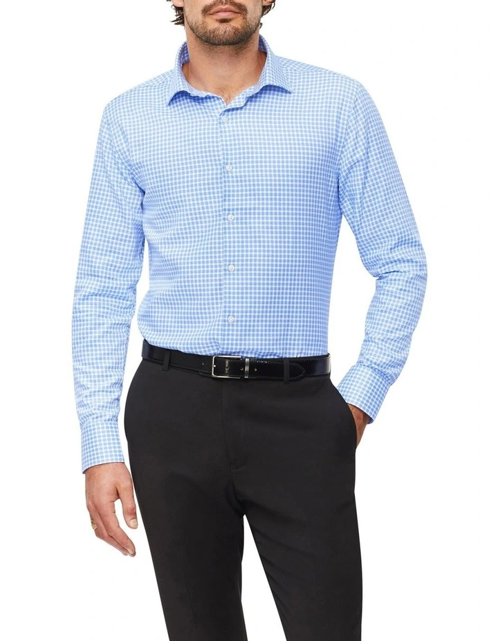 Van Heusen Slim Long Sleeve Jacquard Check Shirt In Blue 3 Van Heusen Slim Long Sleeve Jacquard Check Shirt In Blue